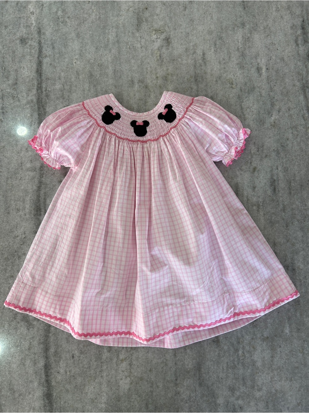 Smockingbird Pink Chef Smocked Dress with Minnie Appliqué Size 24 M